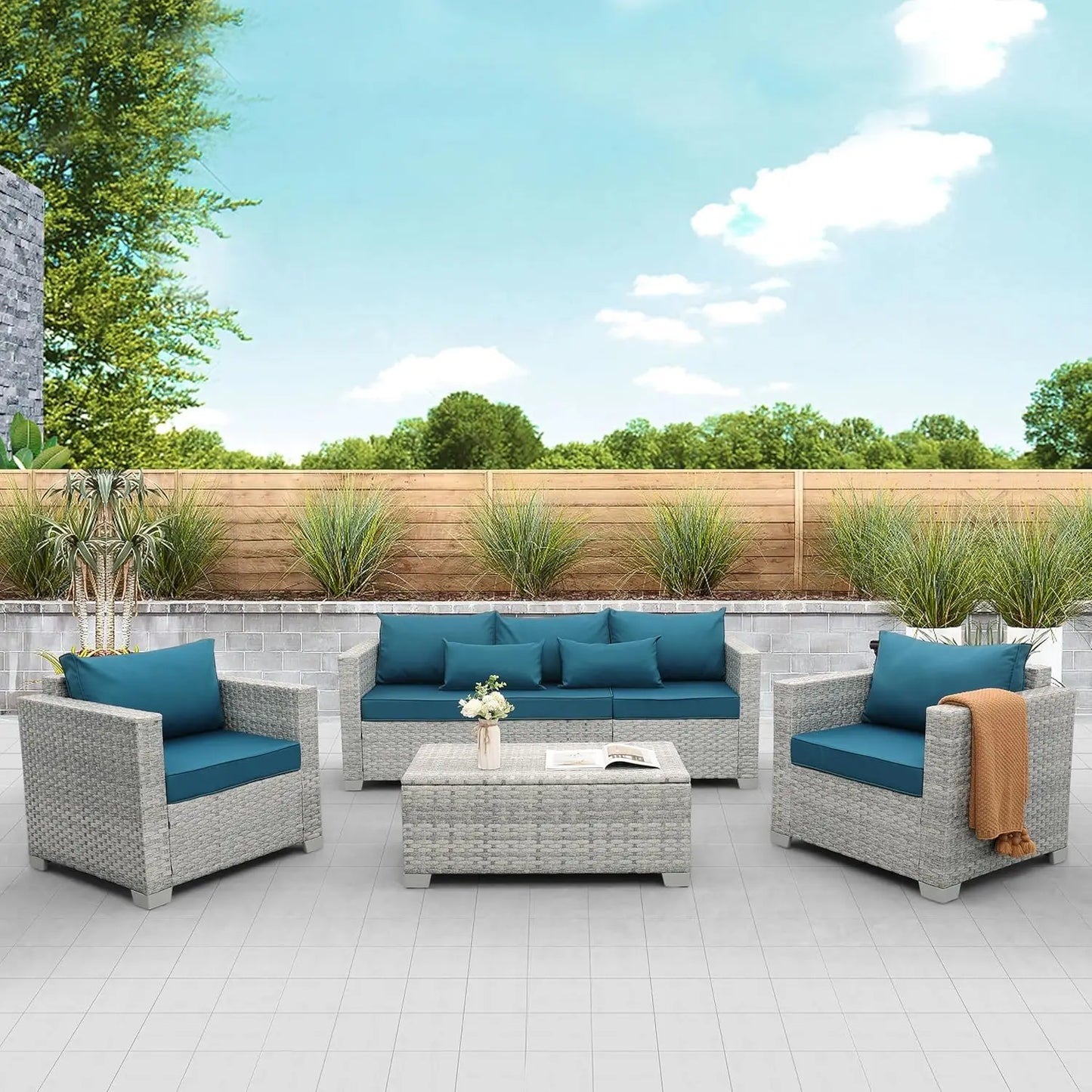 KAZA 4-Piece Wicker Patio Furniture Set