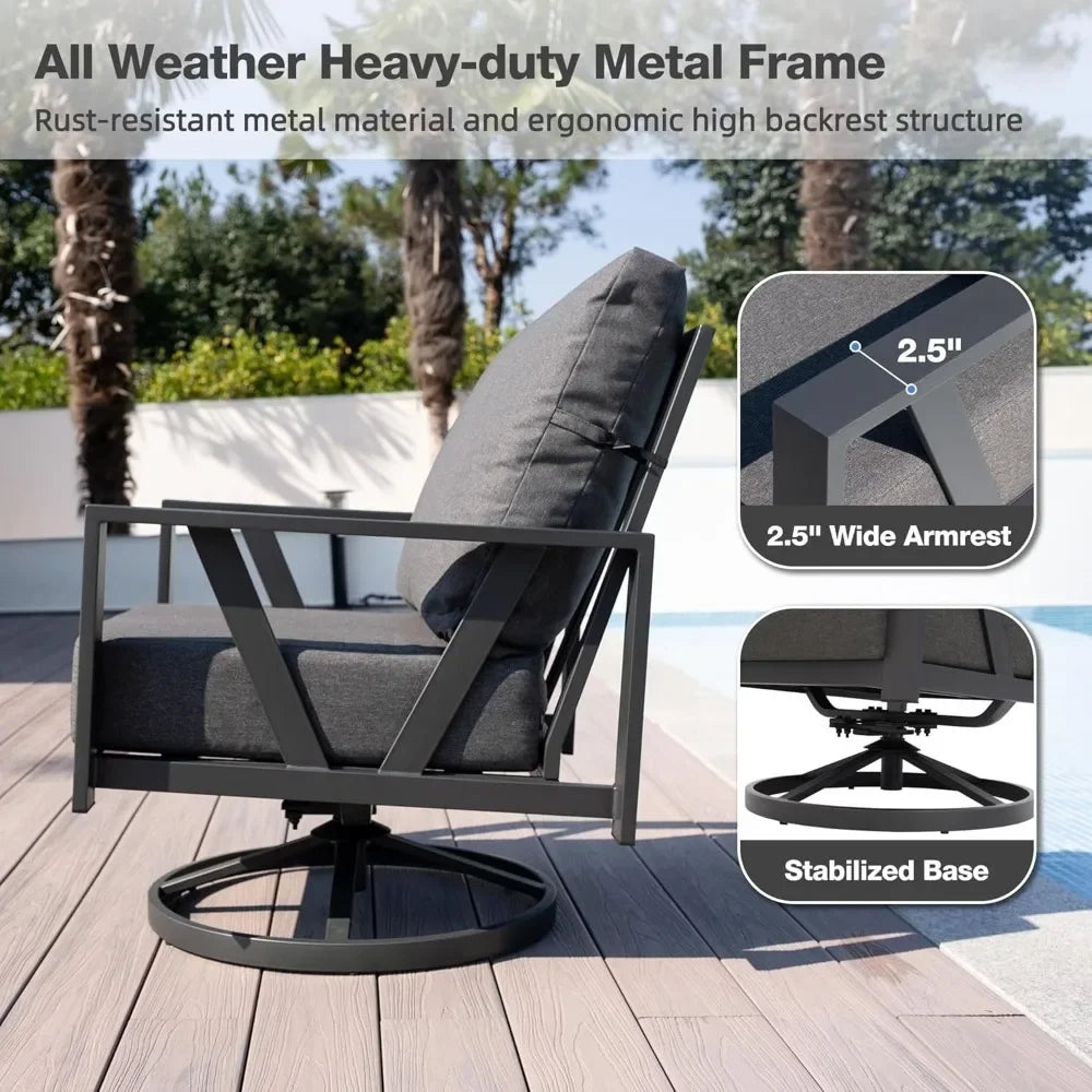 GRANADA Outdoor Patio Swivel Rocking Chairs Set, 3 Pieces