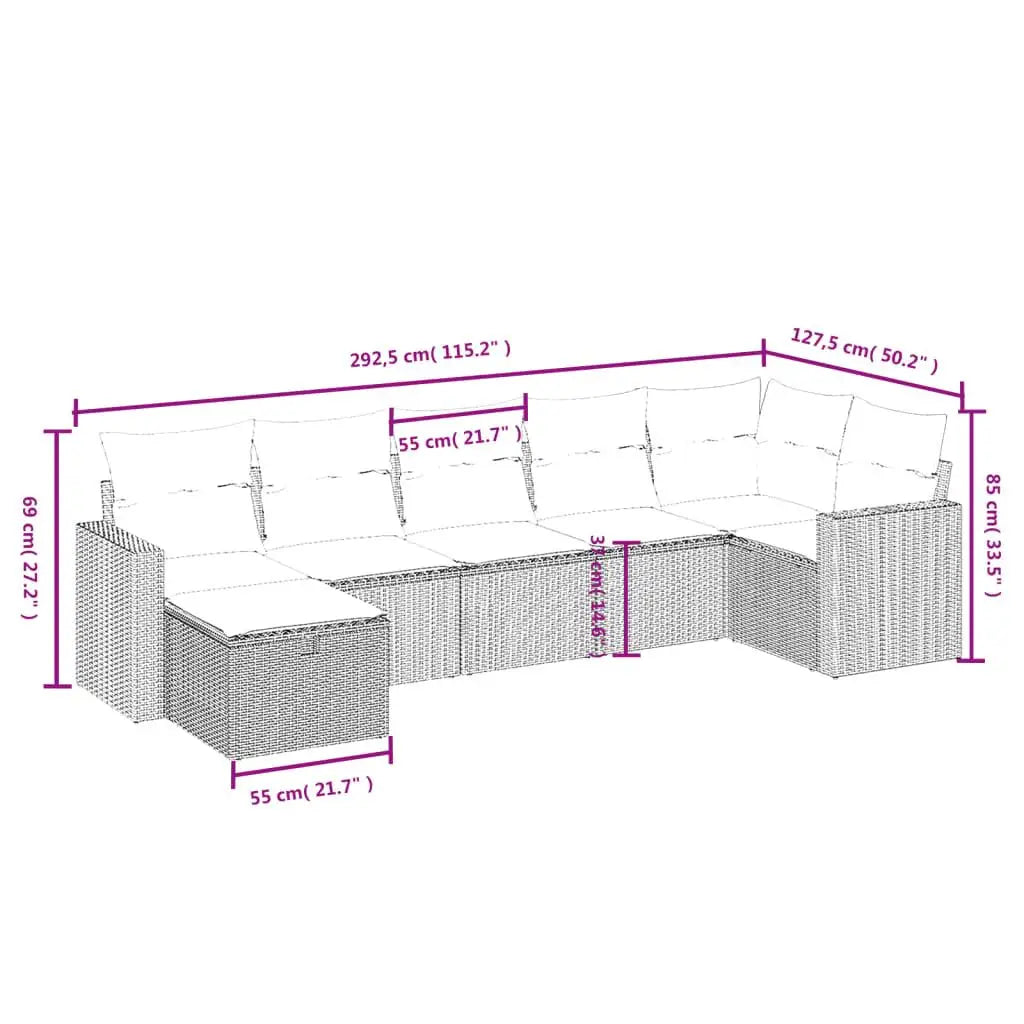 GARY 7 Piece Rattan Outdoor Sofa Set