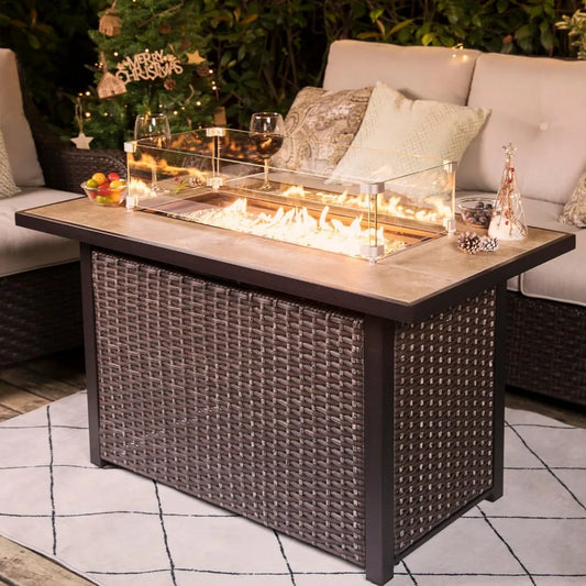 Nuu Garden Outdoor 43" 50,000 BTU Propane Gas Fire Pit Table