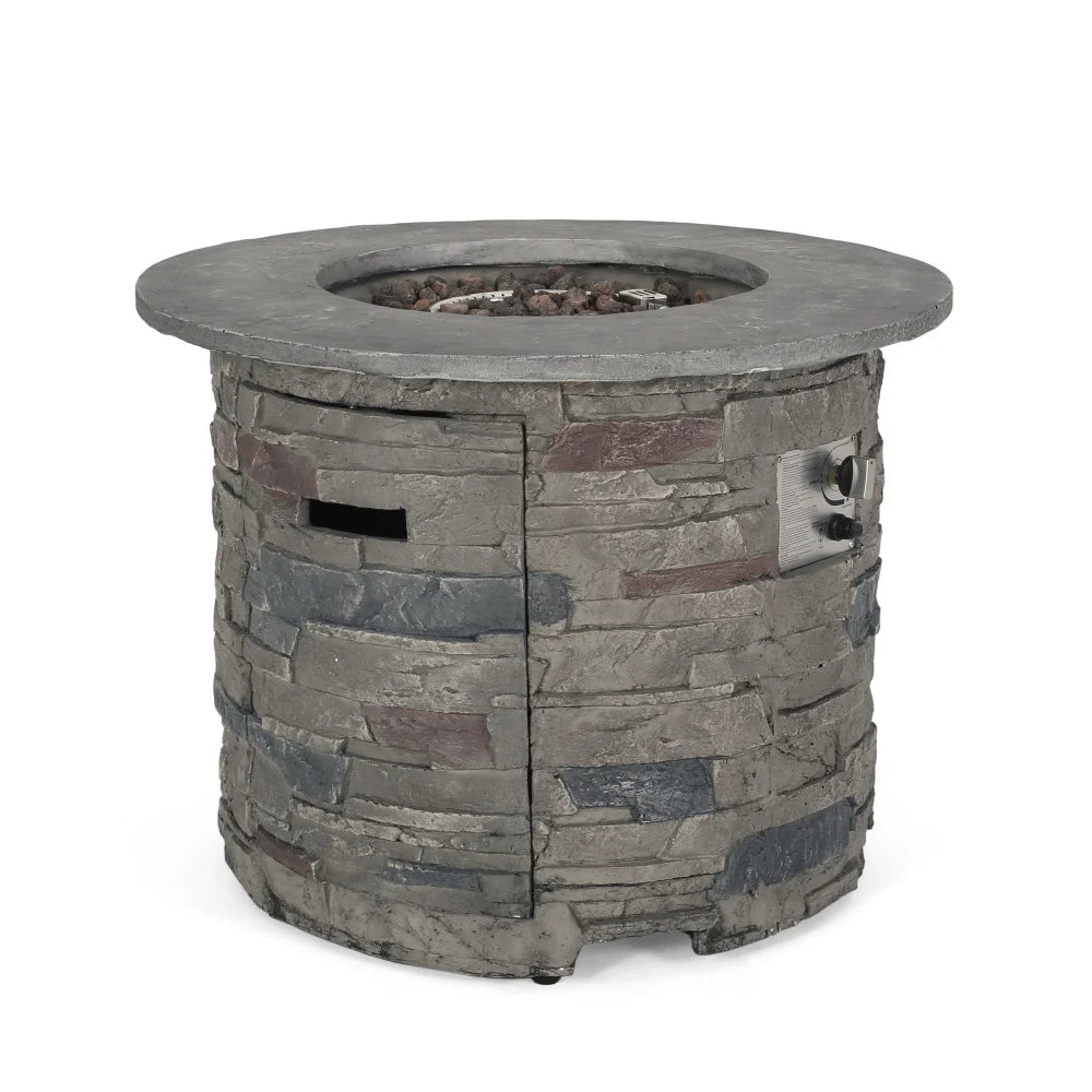 HONDA Outdoor 32" Round MgO Propane Fire Pit, Grey Top - 40,000 BTU