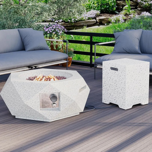 Hexagon Fire Pit Table, Rain Cove