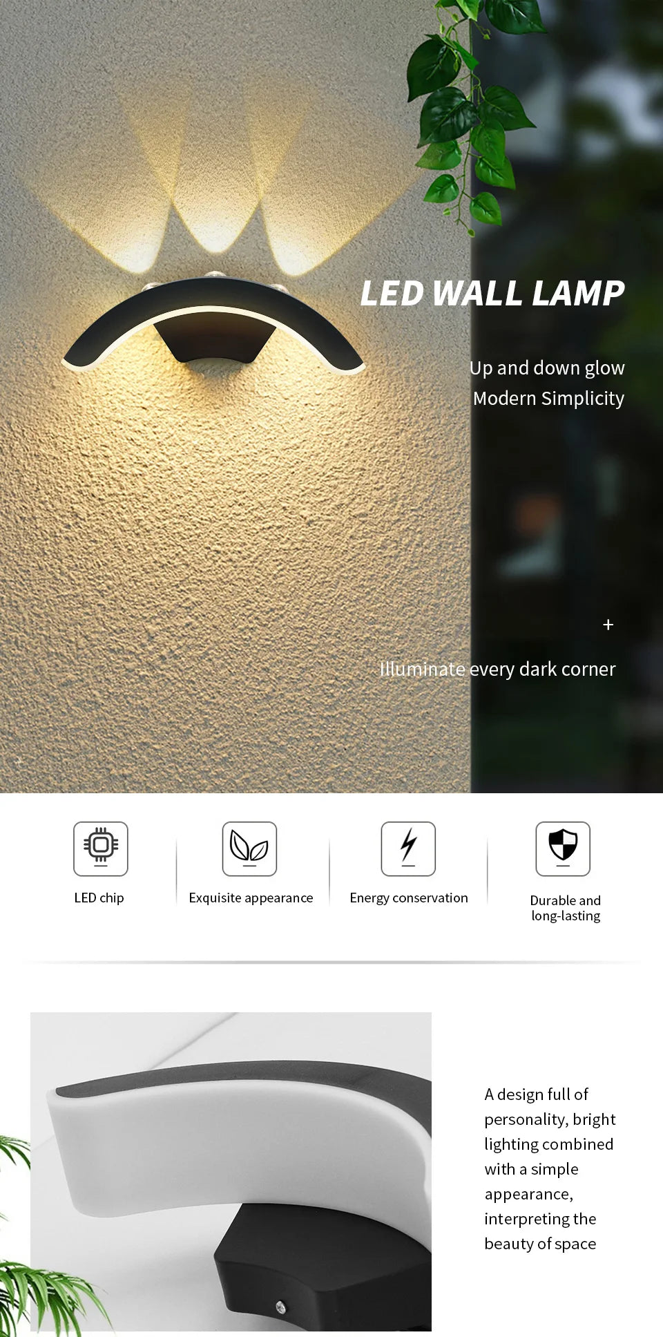 LED Outdoor Wall Light Wall Lamp Motion Sensor AC110V 220V Waterproof Modern Indoor Home Balcony Path Porch Garden Decoration