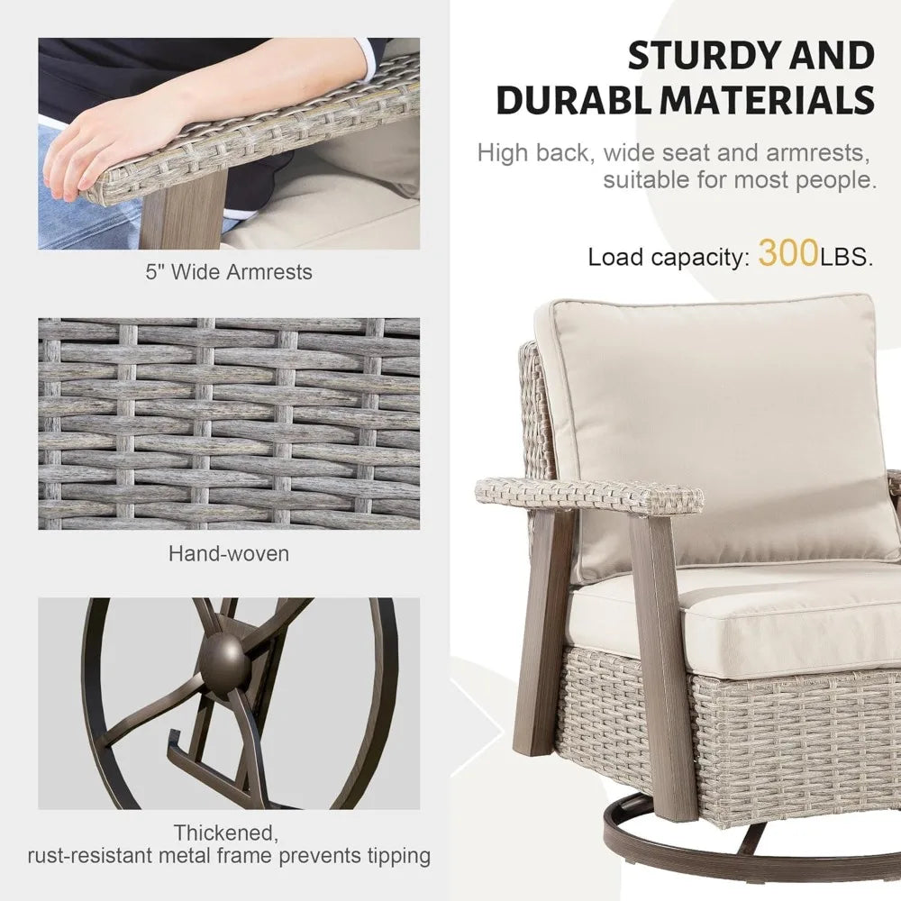 HIDY 3 Pieces Patio Swivel Set