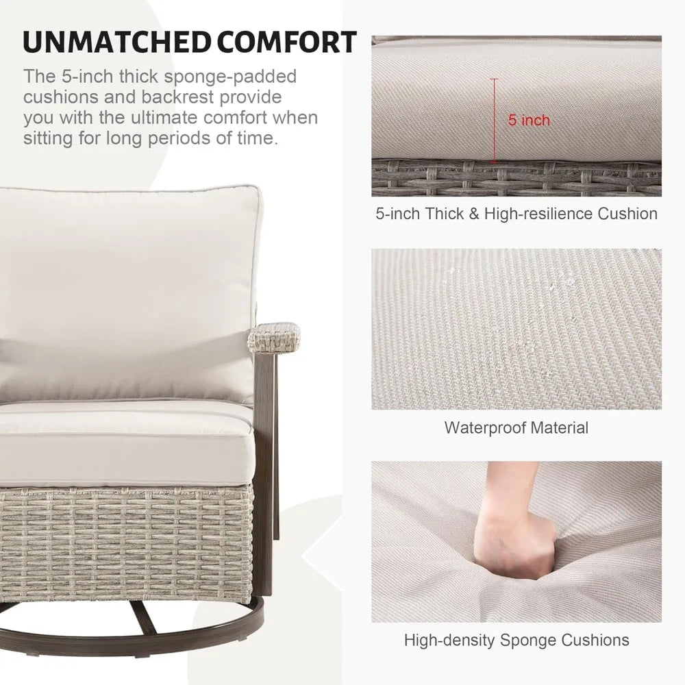 HIDY 3 Pieces Patio Swivel Set