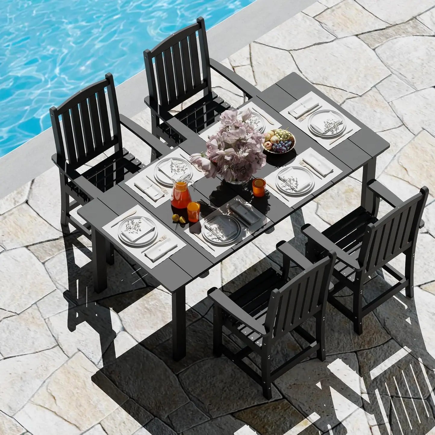 PORTO 7-Piece HDPE Outdoor Dining Table Sets