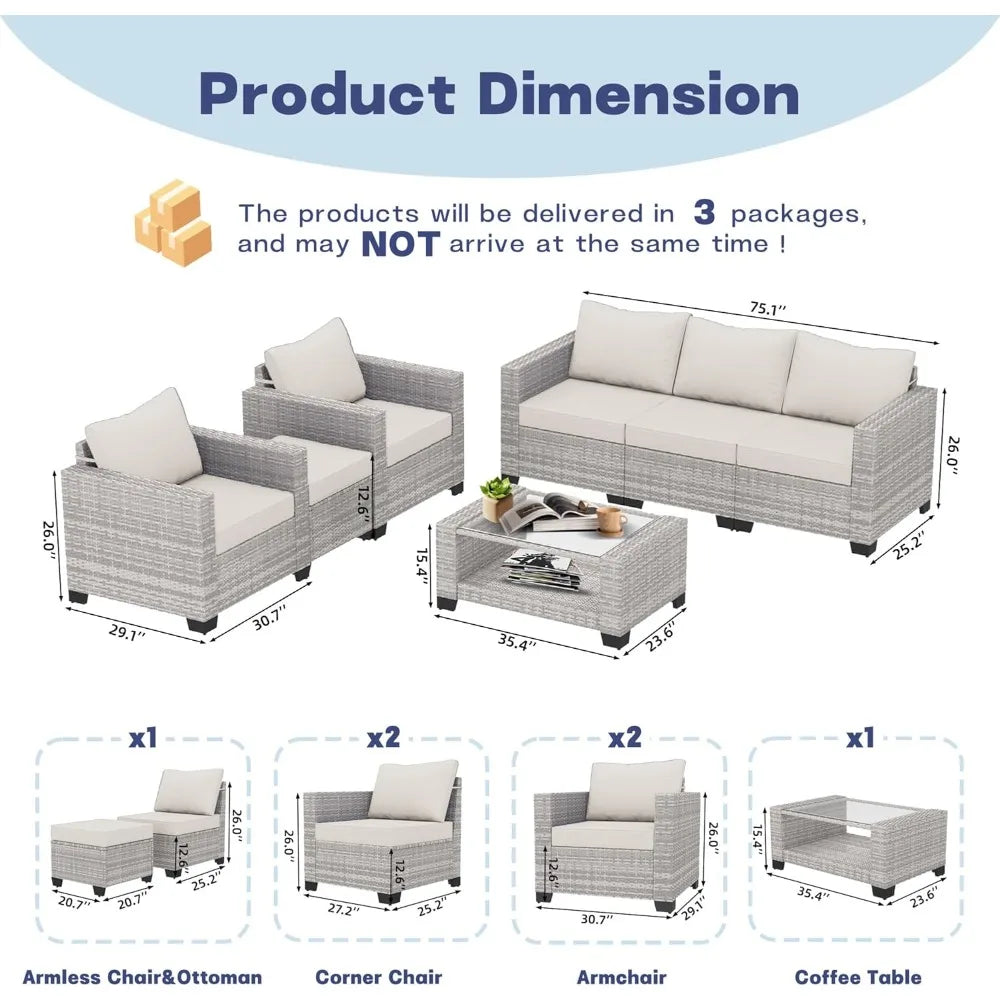 AVILES 7 Piece Outdoor Patio Furniture Set