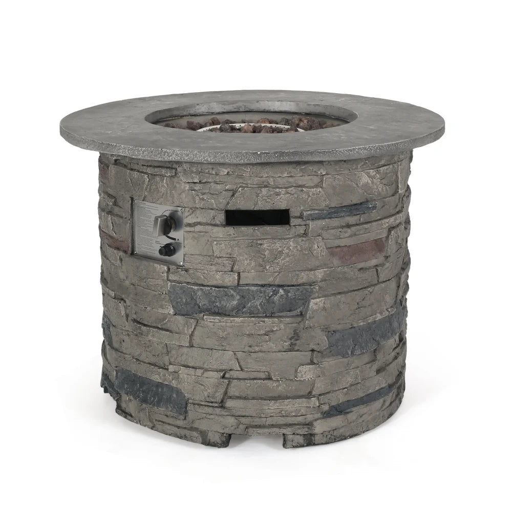 HONDA Outdoor 32" Round MgO Propane Fire Pit, Grey Top - 40,000 BTU