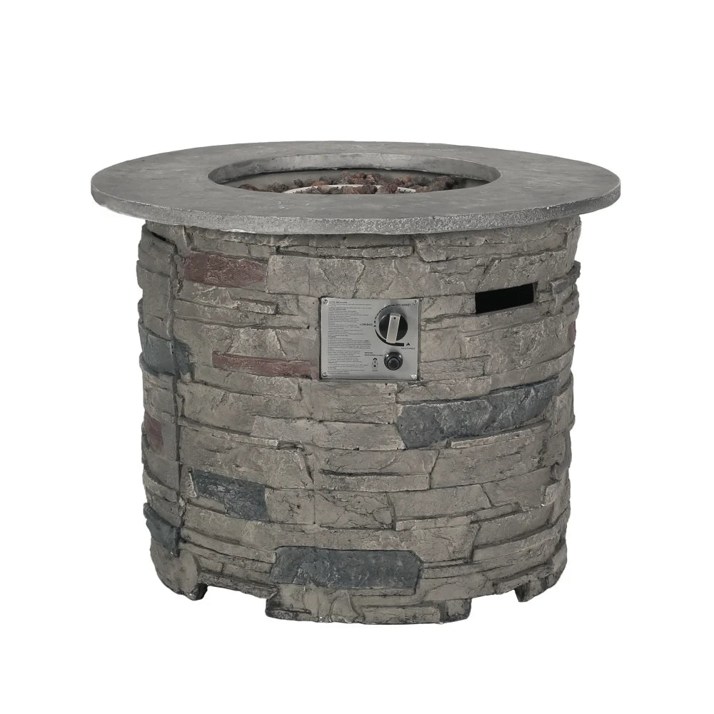HONDA Outdoor 32" Round MgO Propane Fire Pit, Grey Top - 40,000 BTU
