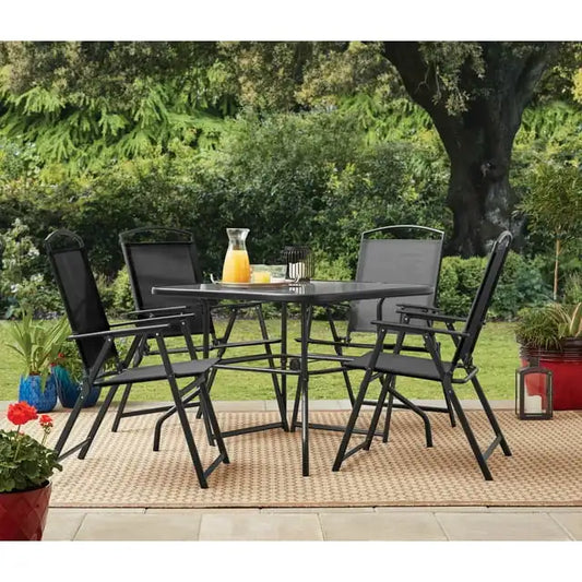 Foldable 5-Piece Dining Set, Black