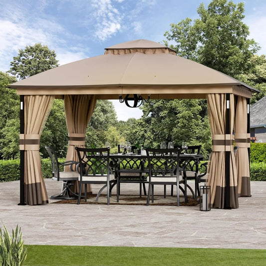 MAS Patio Gazebo 11'x13' with LED Lights & Bluetooth Speaker