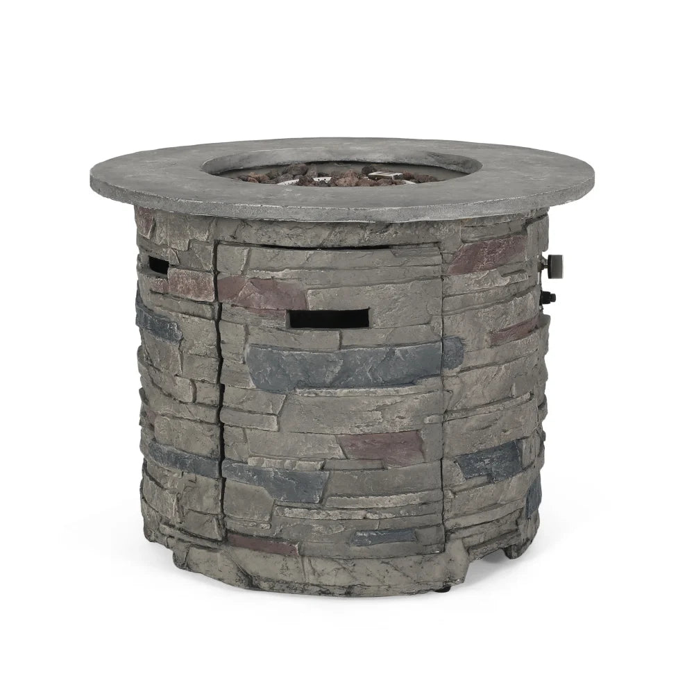 HONDA Outdoor 32" Round MgO Propane Fire Pit, Grey Top - 40,000 BTU