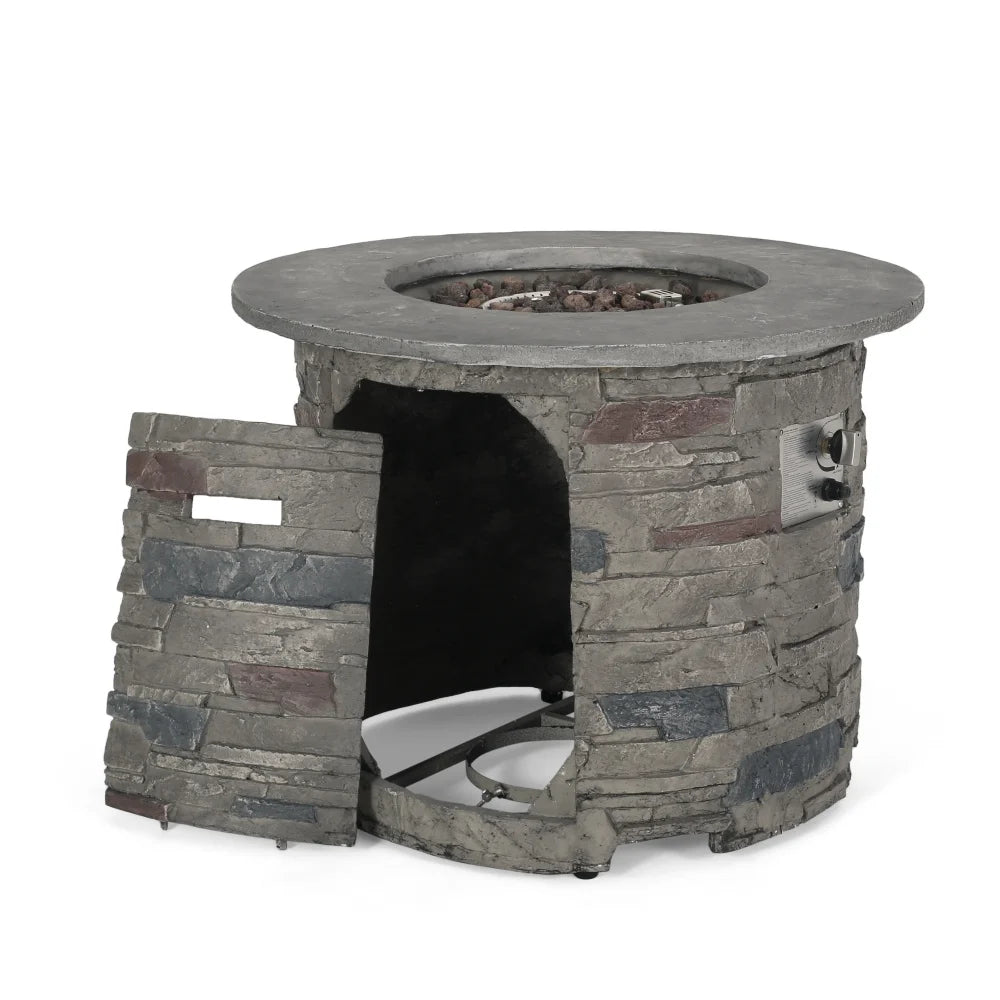HONDA Outdoor 32" Round MgO Propane Fire Pit, Grey Top - 40,000 BTU