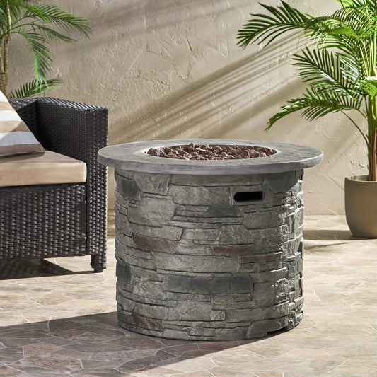 HONDA Outdoor 32" Round MgO Propane Fire Pit, Grey Top - 40,000 BTU