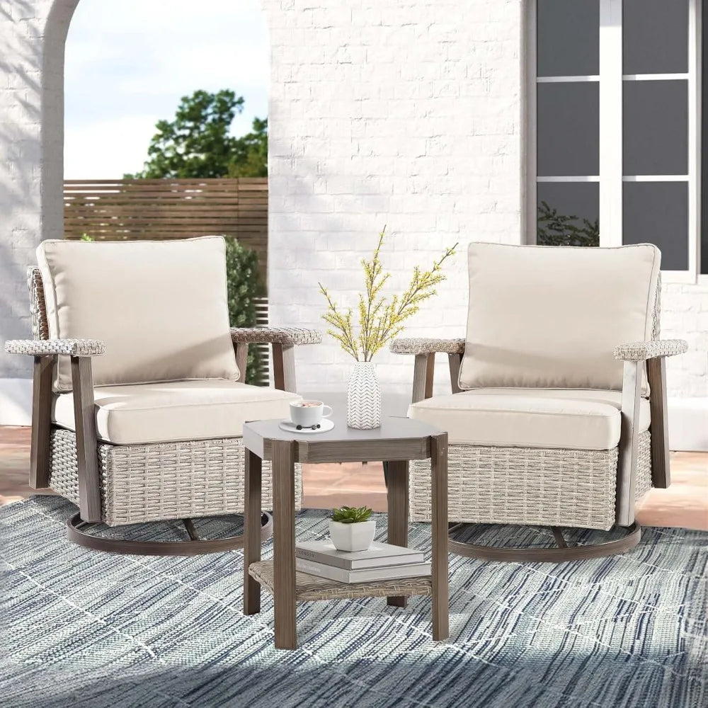HIDY 3 Pieces Patio Swivel Set